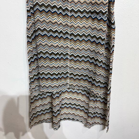 Otis & Maclain Chevron Print Sheer High Low Blouse Sz L - Picture 3 of 8
